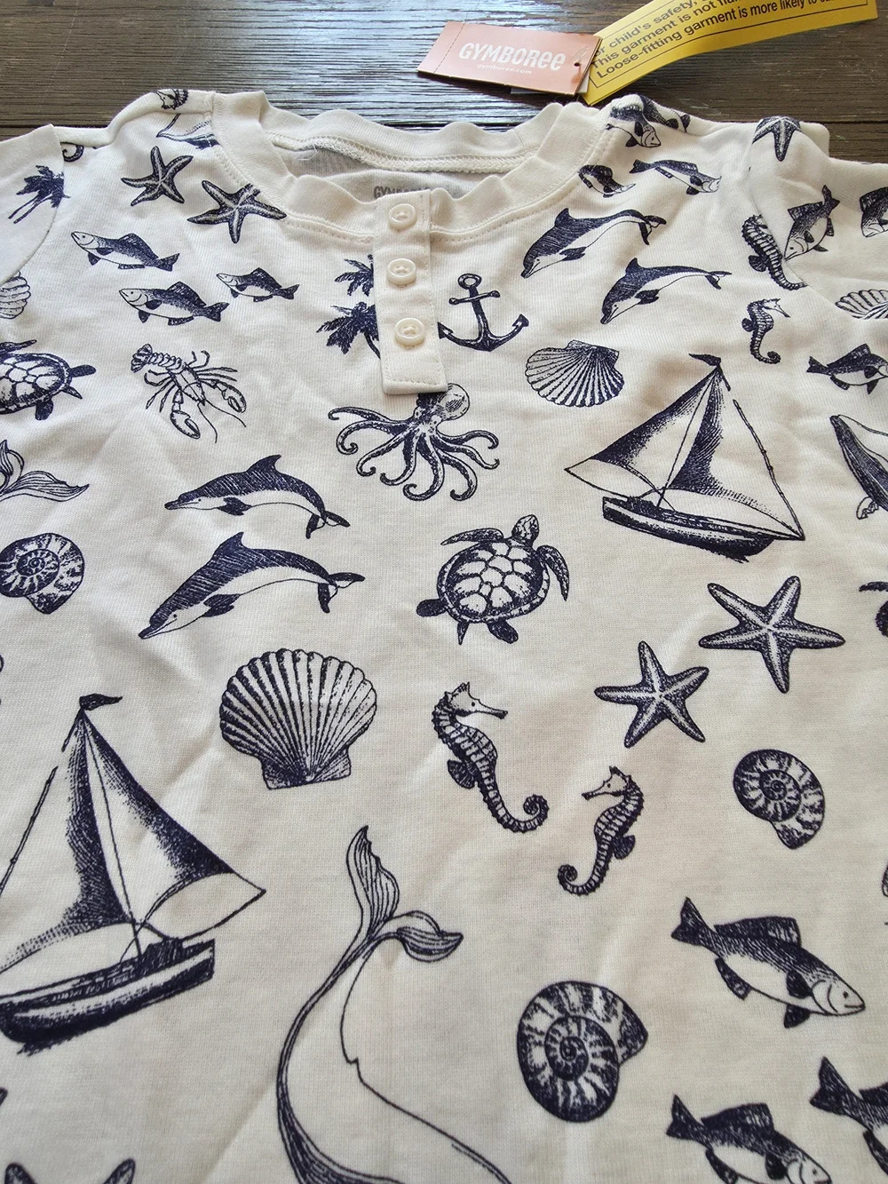Gymboree Nautical Print Toddler Pajama Set - White & Navy Size 8
